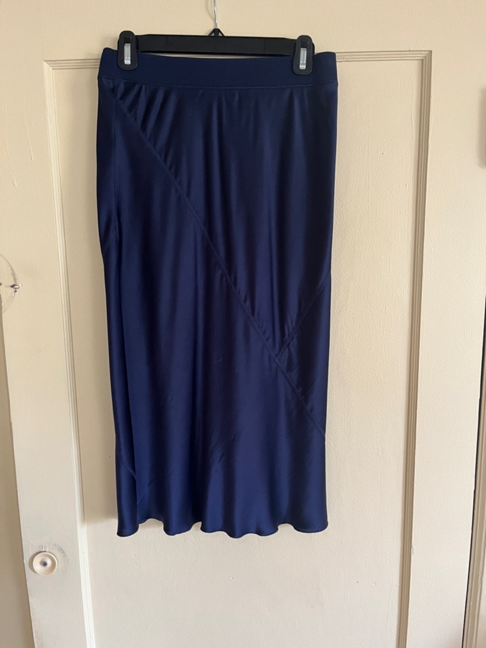 ATM Anthony Thomas Melillo navy blue silk midi skirt
